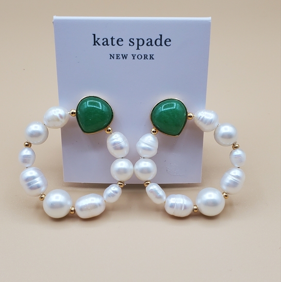 kate spade Jewelry - Kate Spade pearl Drop Hoop Earrings NWT